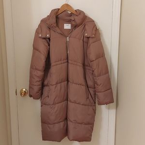 Large Old Navy Hooded Long Maternity Puffer Coat